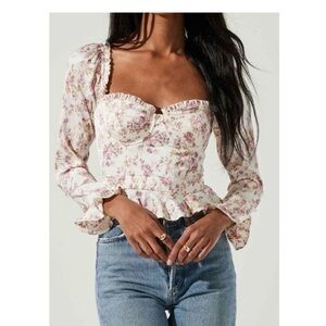 ASTR Floral Sweetheart Neckline Underwire Satin Top